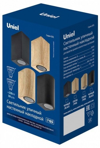 Уличный настенный светильник Uniel UUL-P52A 2х6W/GU10 IP65 PINE UL-00010556