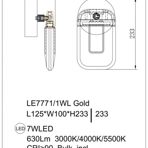 Бра Natali LE7771/1WL Gold