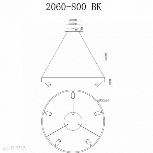 Подвесной светильник iLedex Vision 2060-D800 BK