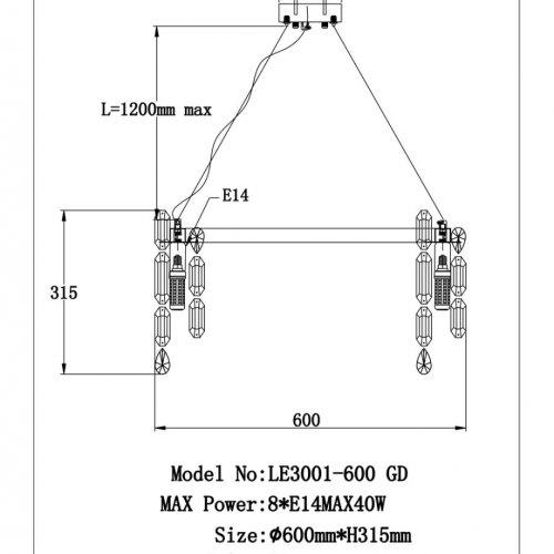Подвесная люстра Elien LE3001/600 GD