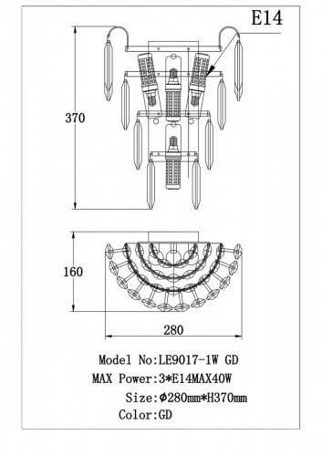 Бра Catherine LE9017/1W GD