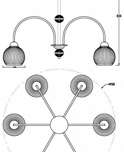 Люстра на штанге MyFar Flora MR2271-6С