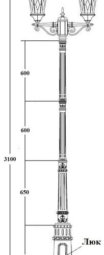 Наземный фонарь Oasis_Light ASTORIA 2M 91410MA/E7 Gb ромб