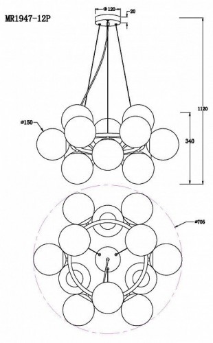 Подвесная люстра MyFar Aerton MR1947-12P Подвесная люстра MyFar Aerton MR1947-12P