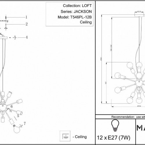 Подвесная люстра Maytoni Jackson T546PL-12B Подвесная люстра Maytoni Jackson T546PL-12B