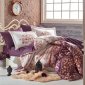 Коричневое постельное белье с цветами «SANCHA» из сатина, евро