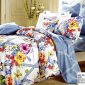 Двуспальное постельное белье сатин 50*70 (цветы и голубые ленты)