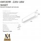 Трековый светильник SMART GLASSES AM530 BK-220V-18W SMART